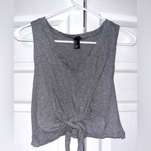 Grey Crop Tie Up Tank